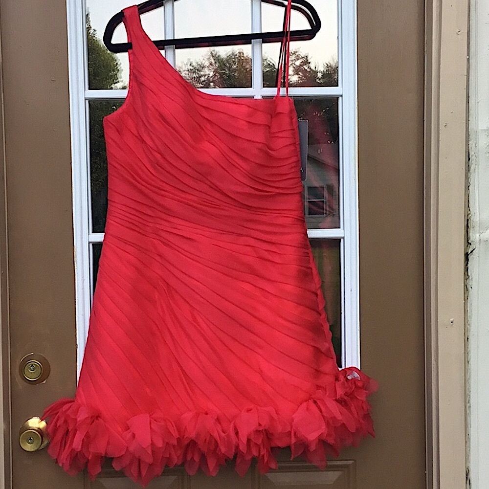 Theia Couture Red 100% Silk Cocktail Dress